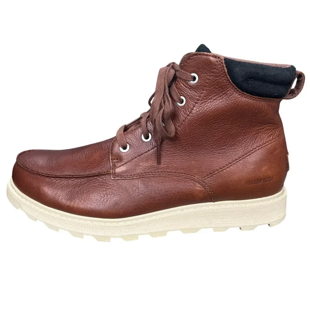 Sorel Men's Madson II Moc Toe Brown Waterproof Leather Boots Size 10.5